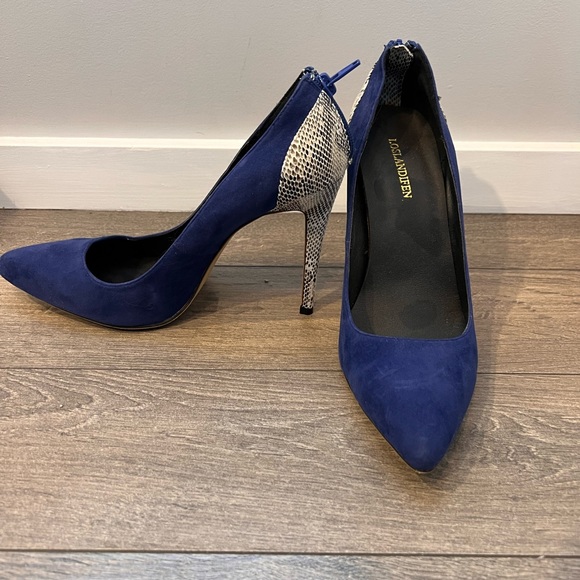 LOSLANDIFEN Royal Blue Snakeskin Heels 3-Inch - Picture 2 of 5